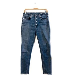 Rag & Bone Nina High Rise Ankle Skinny Button Fly Distressed Jeans Size 28 6